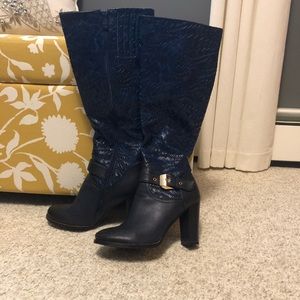 Navy tall boots, size 9.